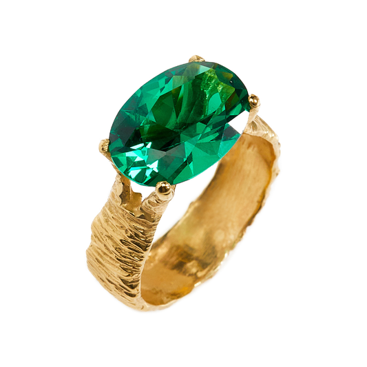 Pierścionek Dream Keeper Green pozłacany