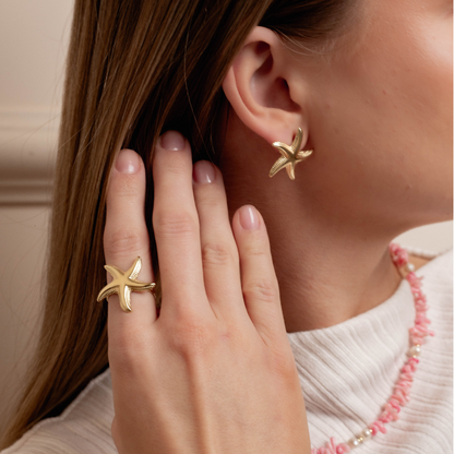 Kolczyki Sea Star pozłacane