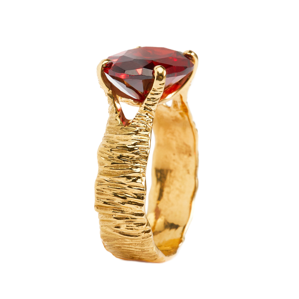 Pierścionek Dream Keeper Red pozłacany