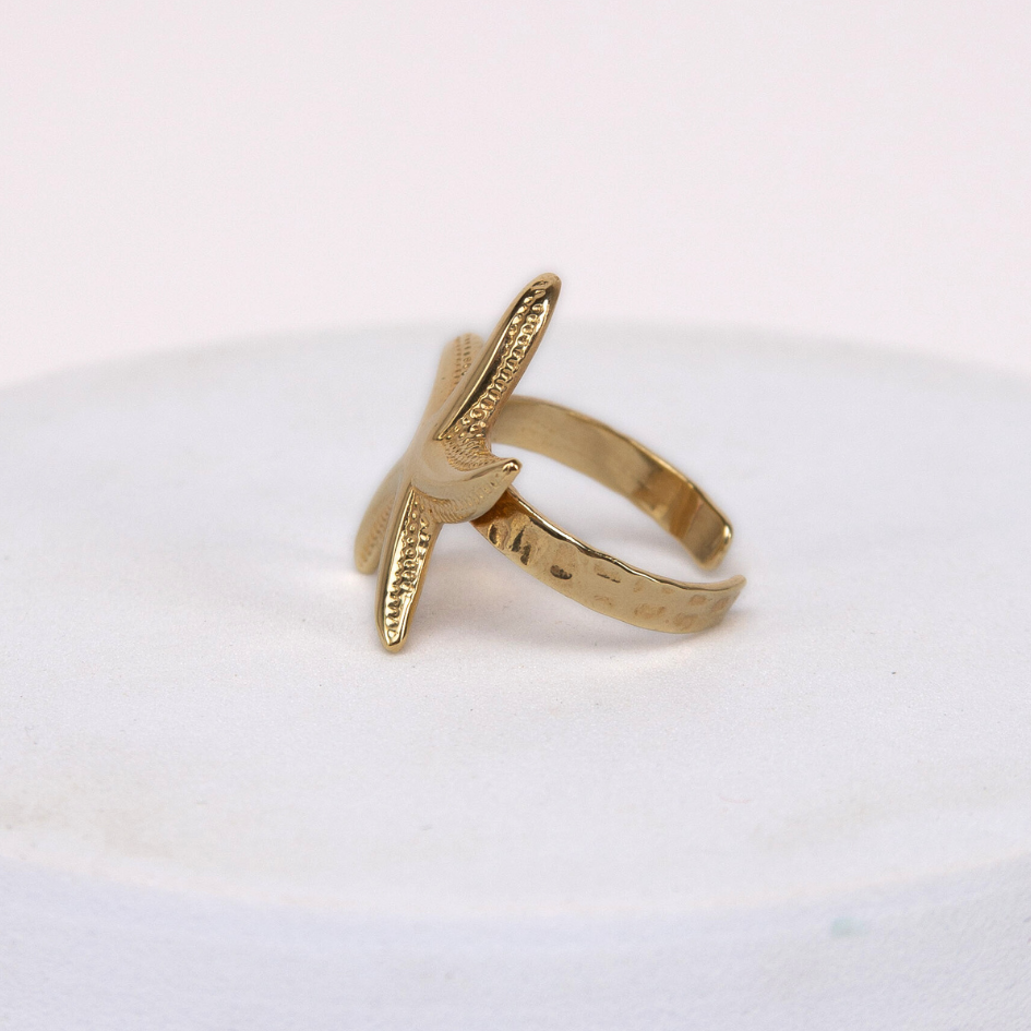 Pierścionek Sea Star pozłacany