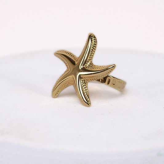 Pierścionek Sea Star pozłacany