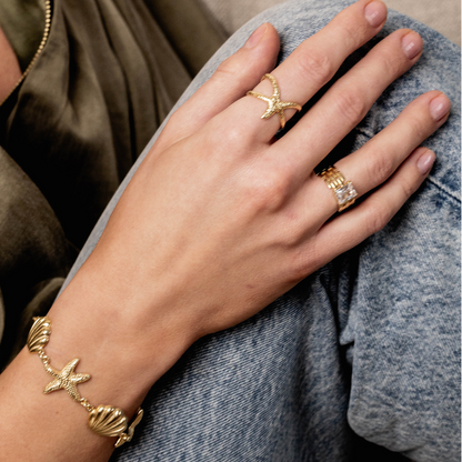 Pierścionek Sea Shield pozłacany