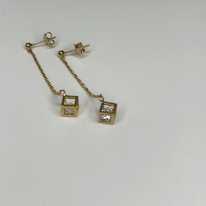 Kolczyki Cube pozłacane