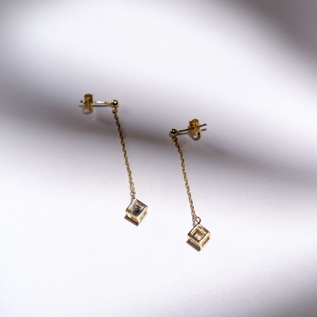 Kolczyki Cube pozłacane