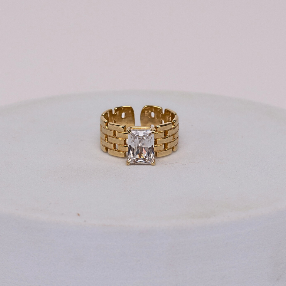 Pierścionek Recta pozłacany