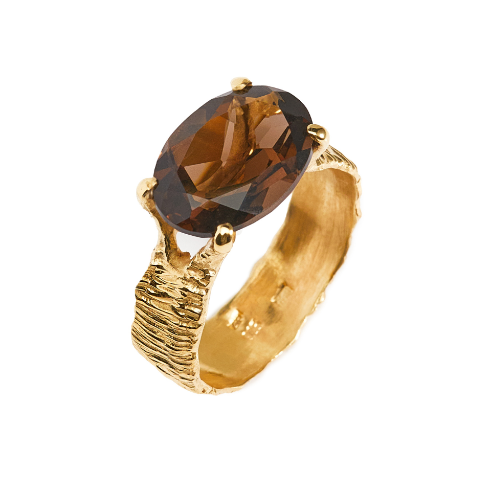 Pierścionek Dream Keeper Brown pozłacany