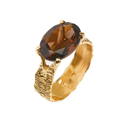 Pierścionek Dream Keeper Brown pozłacany